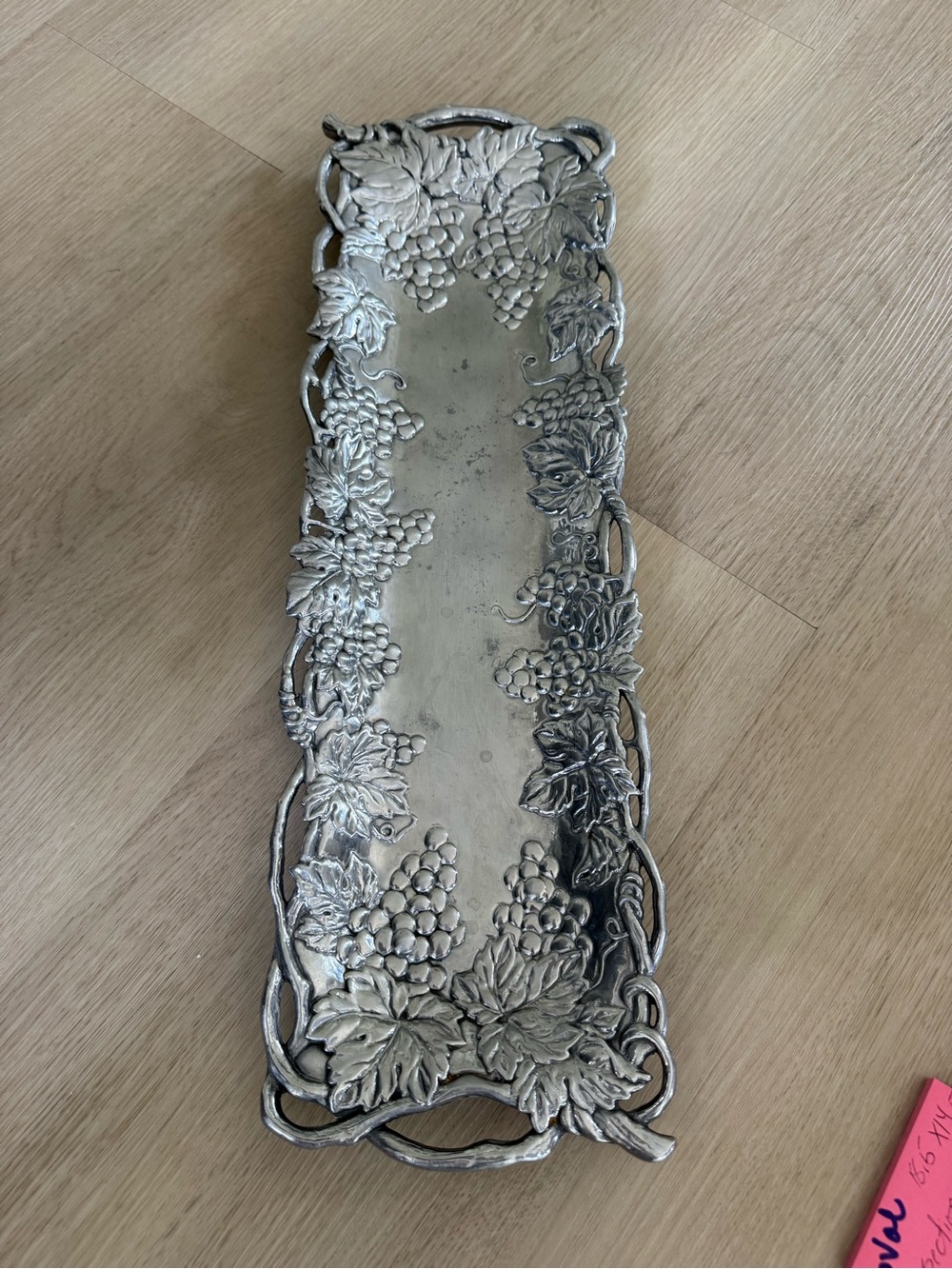 Arthur court Ornate Grape Vine Decorative Tray - Silver Tone